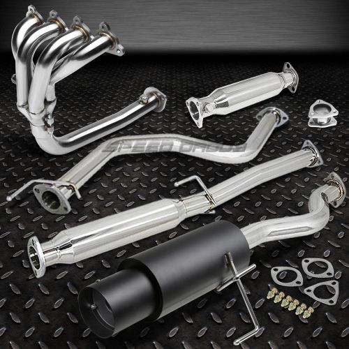 4.5&#034; black muffler tip racing catback+4-1 header+pipe exhaust for civic 3dr eh