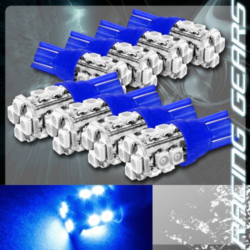 10x blue smd 12 led 12v t10 wedge light bulb interior license plate side marker