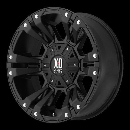 17x9 xd monster 2 xd822 5,6,8 lug 4 new black wheels rims free caps lugs stems