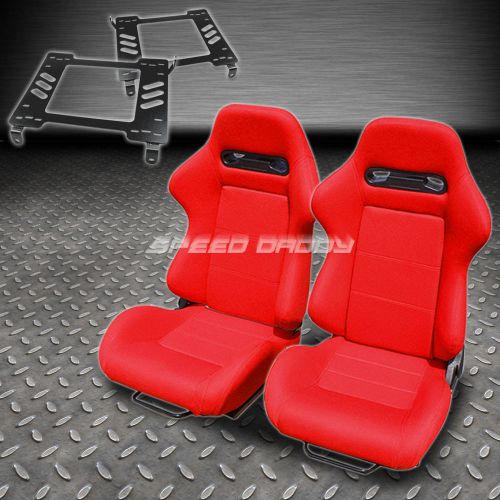 Pair type-r red cloth reclining racing seat+bracket for 94-05 dodge neon sx