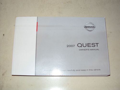 2007 nissan quest owner&#039;s manual 07 like new