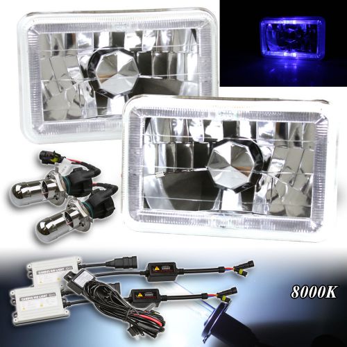 Blue led halo for jap car! 4x6 h4651 h4652 headlights+ bi-xenon 55w hid 8000k