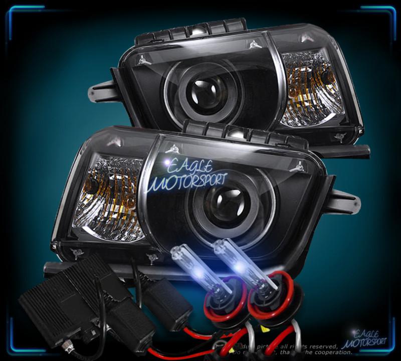 10000k slim hid 2010-2012 chevy camaro ccfl halo projector black blk headlights