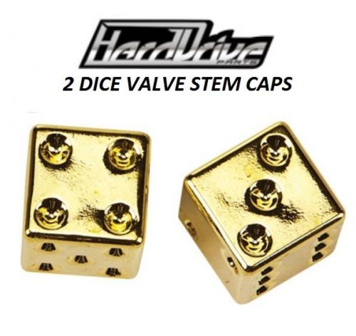 Valve stem caps gold dice chromies 2 pack dirtbike motorcycle atv utv honda