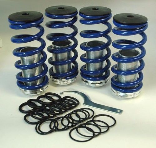 Honda adjustable 0-4&#034; blue silver top suspension coilovers lowering springs kit