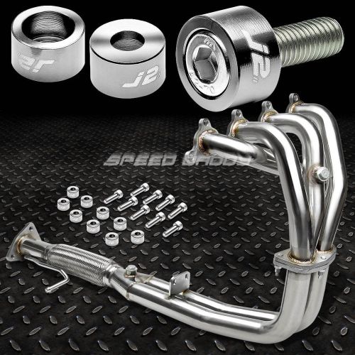 J2 for cb f22a stainless exhaust manifold flex header+silver washer cup bolts