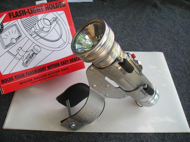 New vintage style steering wheel column flash light and holder ! 