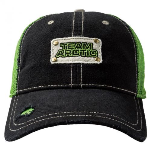 Arctic cat team arctic lime distressed mesh back cap - black green - 5273-069