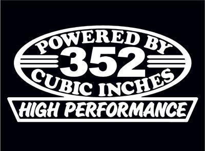 2 high performance 352 cubic inches decal set hp v8 engine emblem stickers