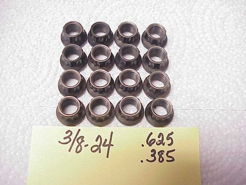 16 fine thread 12-point head chromoly nuts 3/8-24&#034; (7/16&#034; wrench) nascar