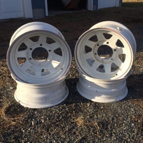 4 steel trailer wheels (white), 6 lug 15x7 inch