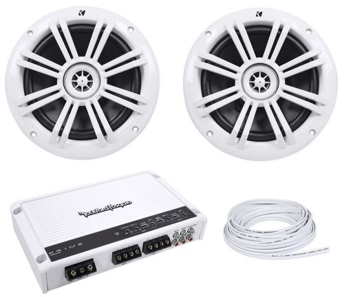 Rockford fosgate m600-4d 600w marine boat 4-ch amplifier amp+(2) kicker speakers