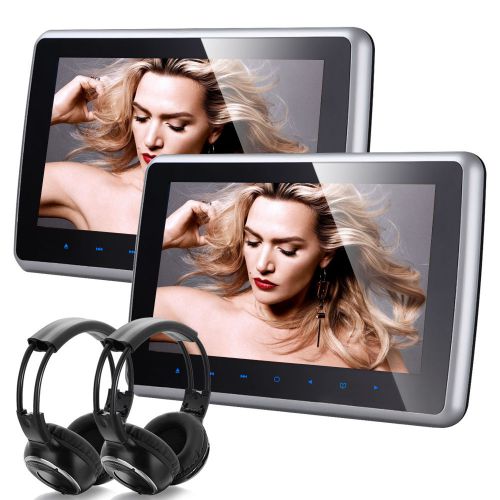 2x hdmi 10&#034; lcd car headrest monitor dvd/usb player ir game headsets+headphones