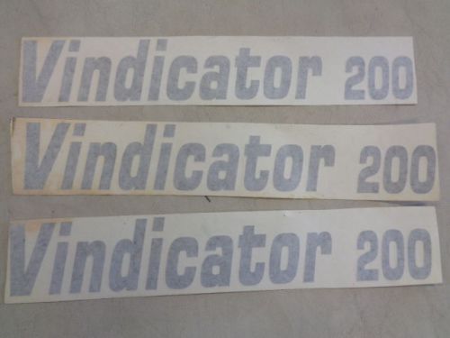 Vindicator 200 decal set of ( 3 ) gray 11 7/8&#034; x 2&#034; marine boat