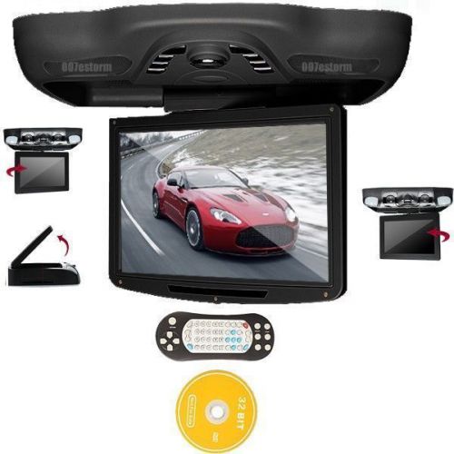 Black 12.1&#034; lcd car roof mount monitor flip down dvd player ir fm sd usb games