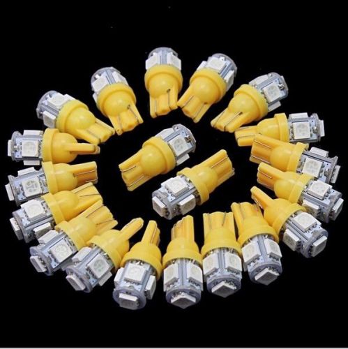 50pcs amber t10 5 led 5050 smd w5w yellow vehicle car wedge side marker light