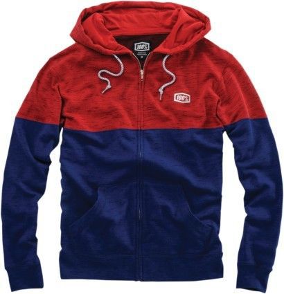 100% arvius mens zip up hoodie red/navy blue