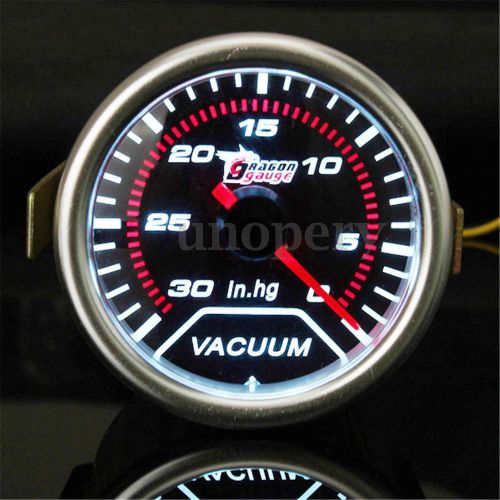 2&#034; 52mm car motor vacuum gauge 30-0 meter smoke tint len led dial indicator 12v