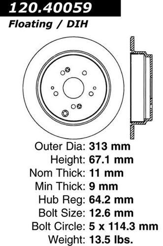 Centric 120.40059 rear brake rotor/disc-premium rotor-preferred