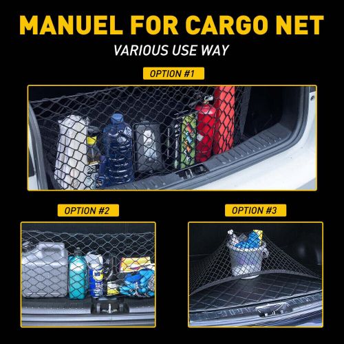 Rear trunk envelope style cargo net for chevy silverado gmc sierra ram 2013-up