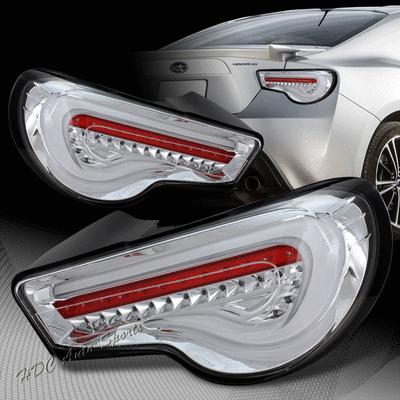 2013-2014 scion fr-s subaru brz chrome housing clear lens led tail lights lamps