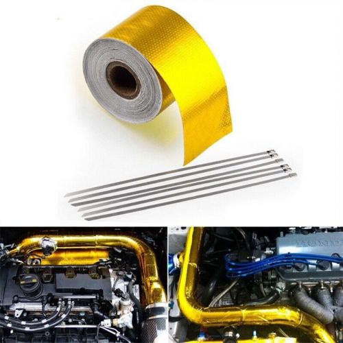 10m x 5cm adhesive reflective wrap gold heat shield wrap tape for car engine