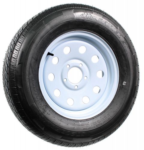 Radial trailer tire on rim st205/75r15 205/75-15 15 5 lug wheel white modular