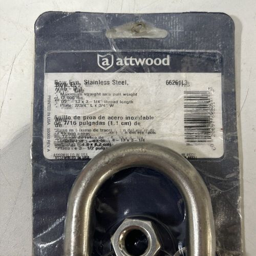 Attwood marine 66261l3 bow eye 1/2-13x3-1/4 ss - stainless steel bow eye