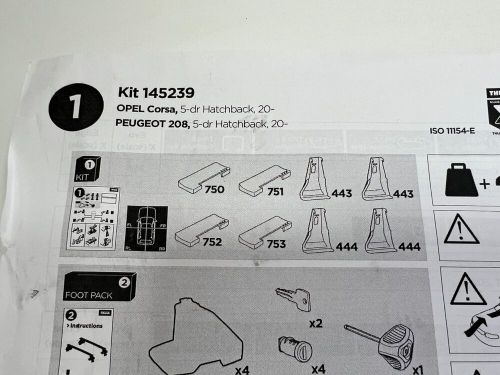 Thule 145239 evo clamp fitting kit for vauxhall corse peugeot 208