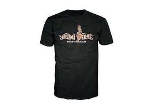 New lethal threat sparkplug pin up adult cotton tee/t-shirt, black, large/lg