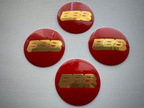 Bbs wheel center hub caps stickers 80 mm - 3.15 inch red/gold domed