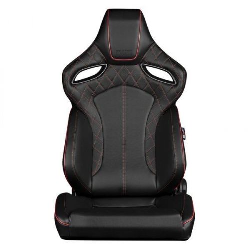 Braum orue series racing seats kit black and red diamond stitching universal