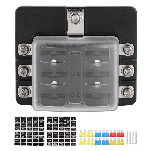 Holder pbt box 6 way block board with led indicator for car marine boat