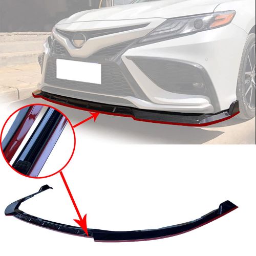 Front bumper lip spoiler for 2021 2022 toyota camry se xse le xle black w/red