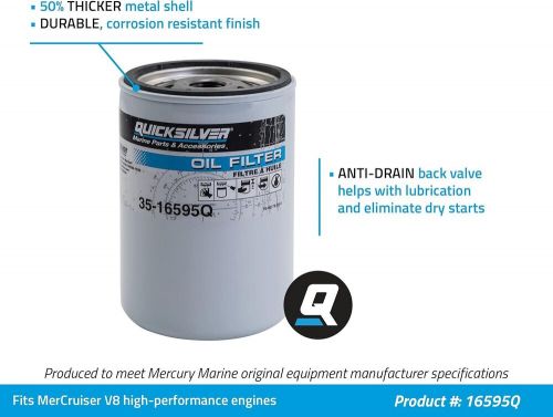 Quicksilver 16595q oil filter for mercruiser high performance v-8 engines