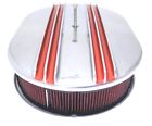 12&#034; x 2&#034; oval classic center finned red aluminum air cleaner w/washable filter