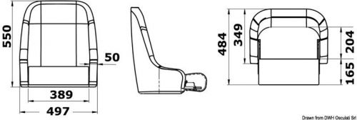 Osculati compact padded seat with plastic-alu core coated in soft beige vinyl