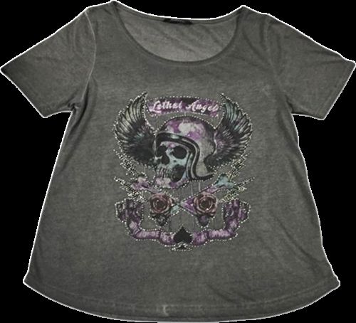 Lethal threat women&#039;s sin wheels scoop neck shirts