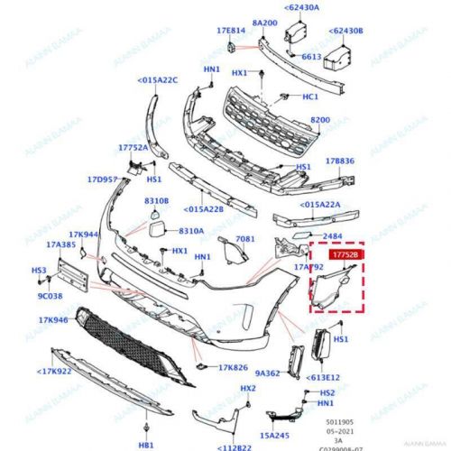 Front bumper air duct support bracket h for lr discovery sport l550 2020+,l&amp;r