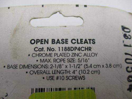 Open base dock cleat, chrome/zinc-4&#034; cleat, pair, uses #10 fasteners