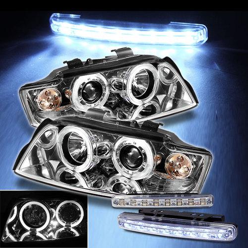 Led bumper fog+02-05 audi a4 s4 halo projector headlights head lights lamp set