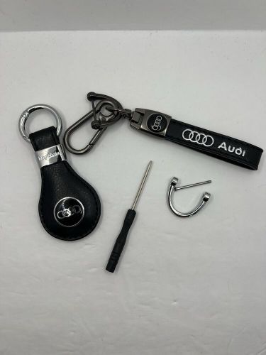 Audi genuine leather strap keychain wristlet &amp; key fob keychain w/ screwdriver