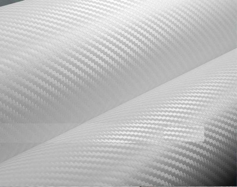 White 3-d twill-weave carbon fiber vinyl 24"x 60" roll  wrap sheets 2ftx5ft
