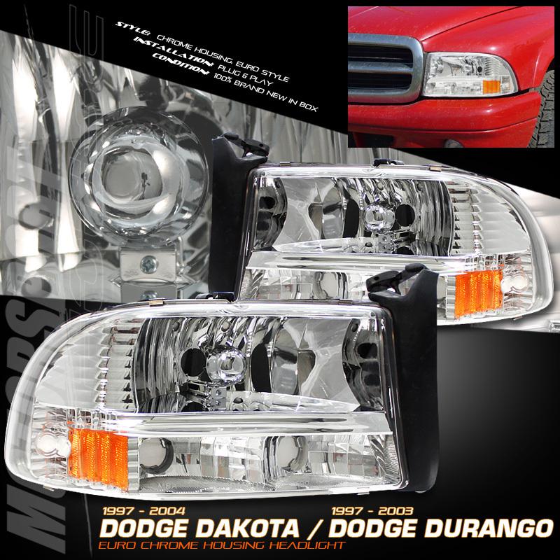 98-03 dodge durango 97-04 dakota chrome housing headlamps amber corner reflector