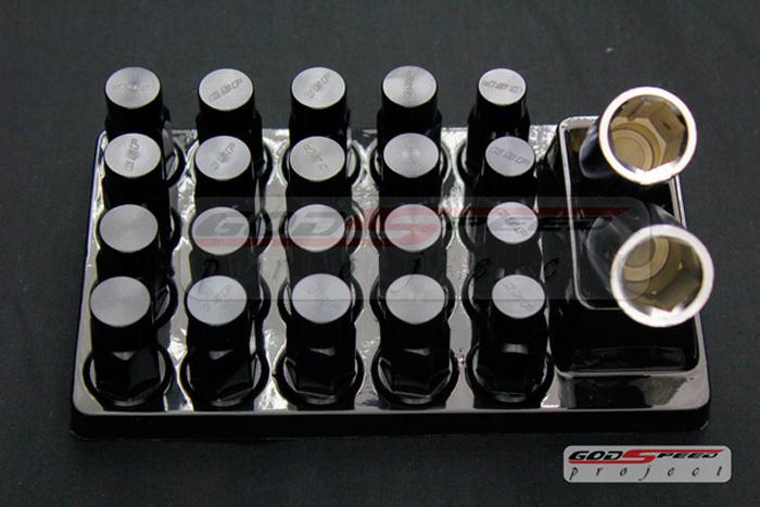 Gsp type-4 50mm wheel lug nuts 20 piece-set m12 x 1.5 black color