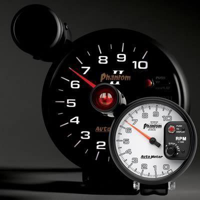 Autometer phantom ii tachometer 0-10,000 5" dia white face 7599