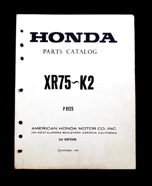 Honda xr75 parts manual 1973-76 xr 75 catalog list