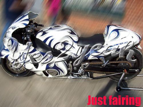 Fit hayabusa gsx1300r 99-07 blue flames white fairing 36z63