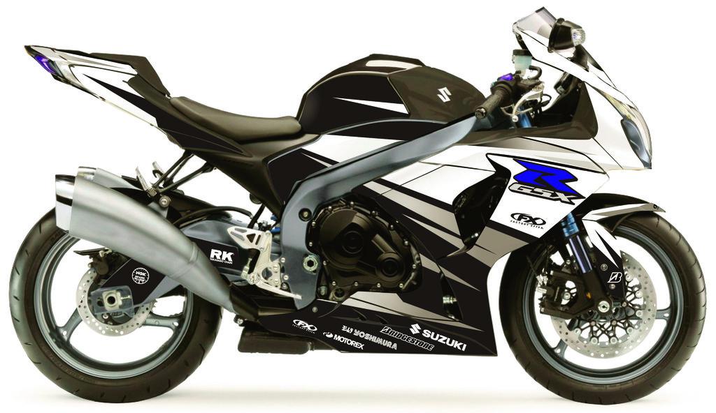 Factory effex ev-r complete graphic kit black white for suz gsx-r600/750 08-10