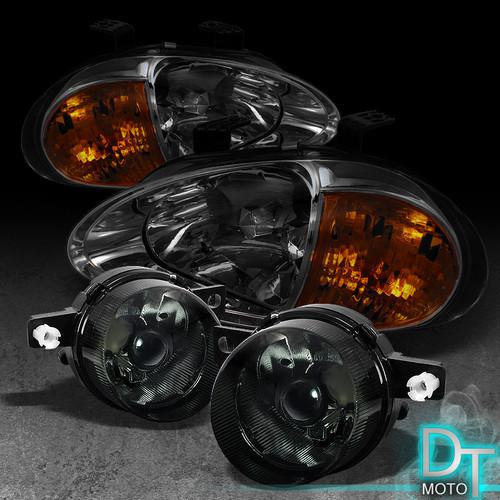 Smoke 93-95 honda del sol 2in1 crystal head lights+corner signal+smoked fog lamp